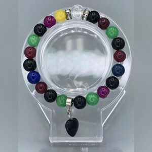 VINTAGE Assorted Earth-Stones Beaded Bracelet Boho Hippie Music Festival Jewelry